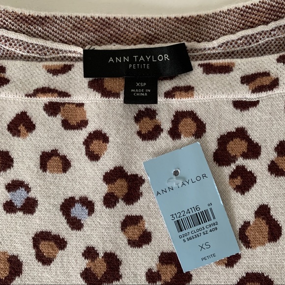 NWT Ann Taylor Sweater Tee Leopard Print Boatneck - Picture 7 of 10